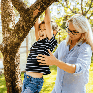 mother and child playing